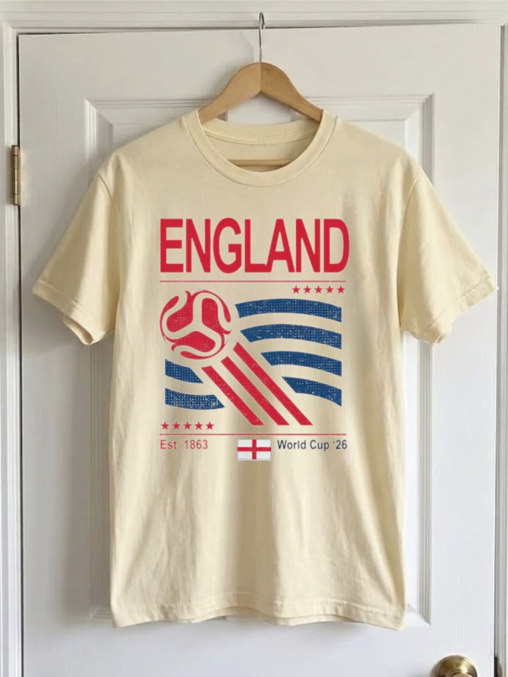 Vintage England World Cup '26 Graphic Tee - Off White Unisex Size L